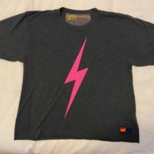 Aviator Nation Small Lightening Bolt Boyfriend Tee Grey Size Small